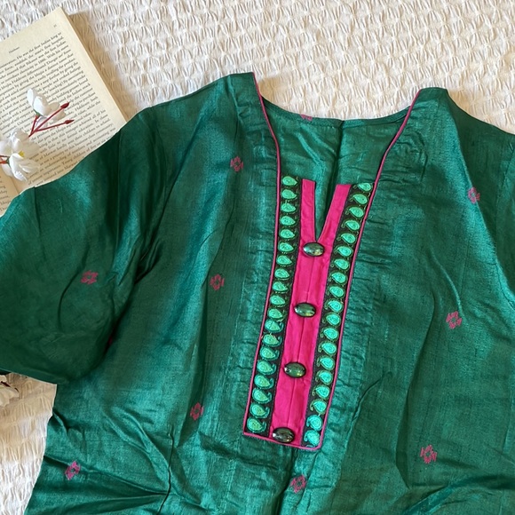 Tussar silk kurti - Picture 2 of 7